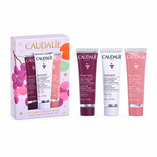 Set de tres cremas de manos Caudalie con encuadre cuadrado